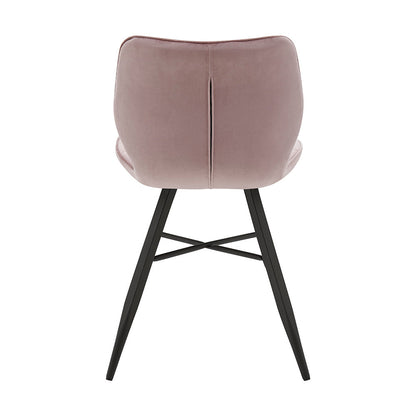 Lot de 2 chaises de salle à manger Ampney en velours à motif diamant avec pieds en métal (velours rose poudré)