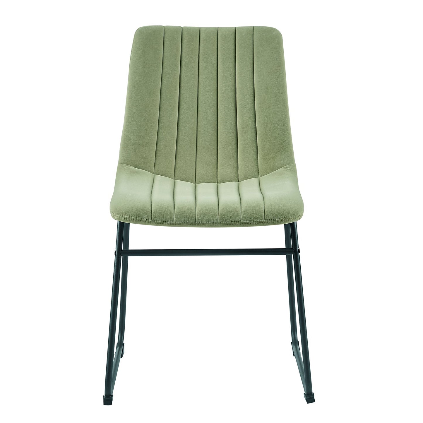 Ensemble de 2 chaises de salle à manger cannelées en velours vert sauge avec cadre en métal Sutton