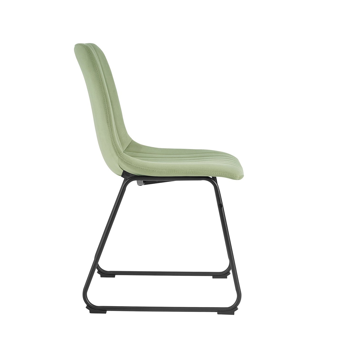 Ensemble de 2 chaises de salle à manger cannelées en velours vert sauge avec cadre en métal Sutton