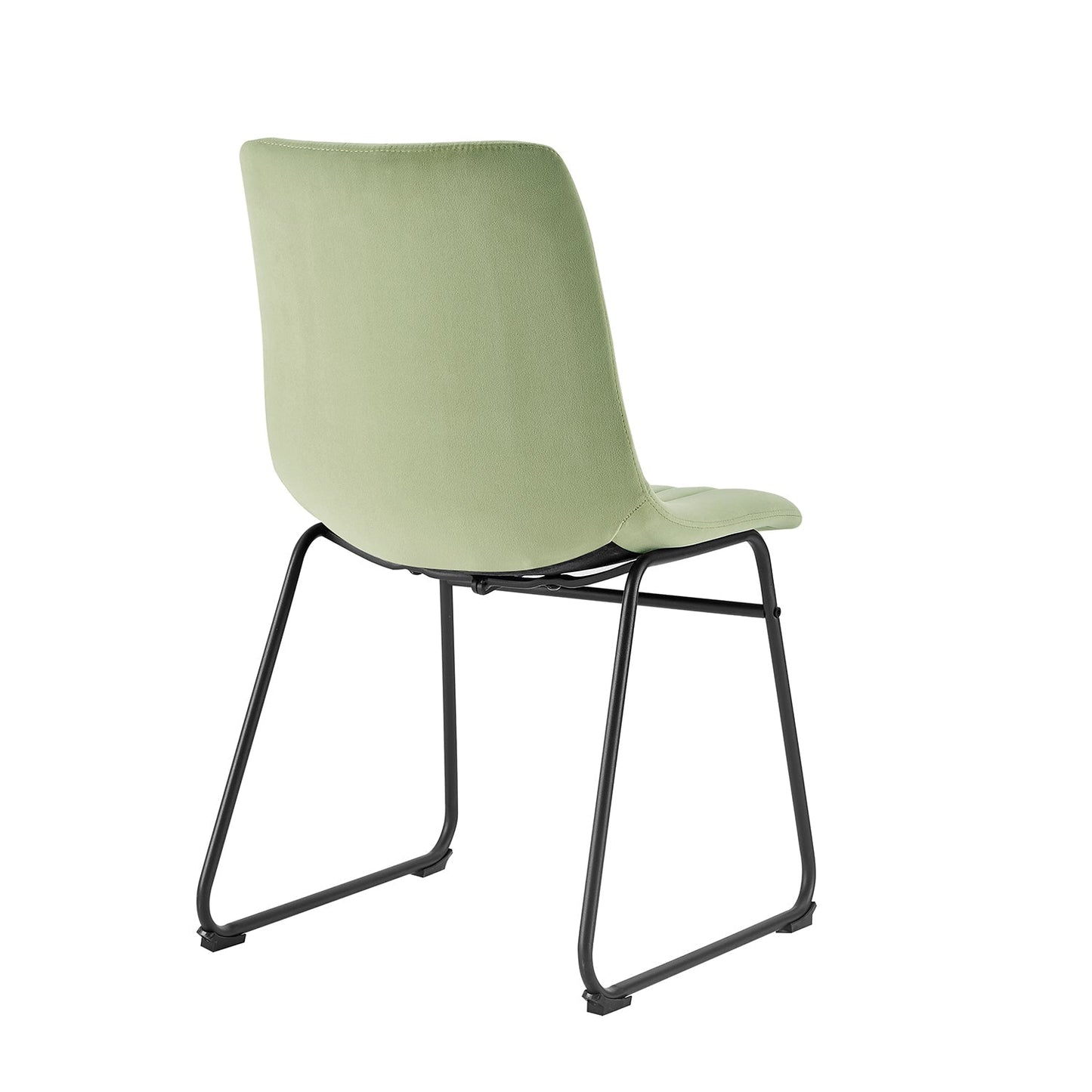 Ensemble de 2 chaises de salle à manger cannelées en velours vert sauge avec cadre en métal Sutton