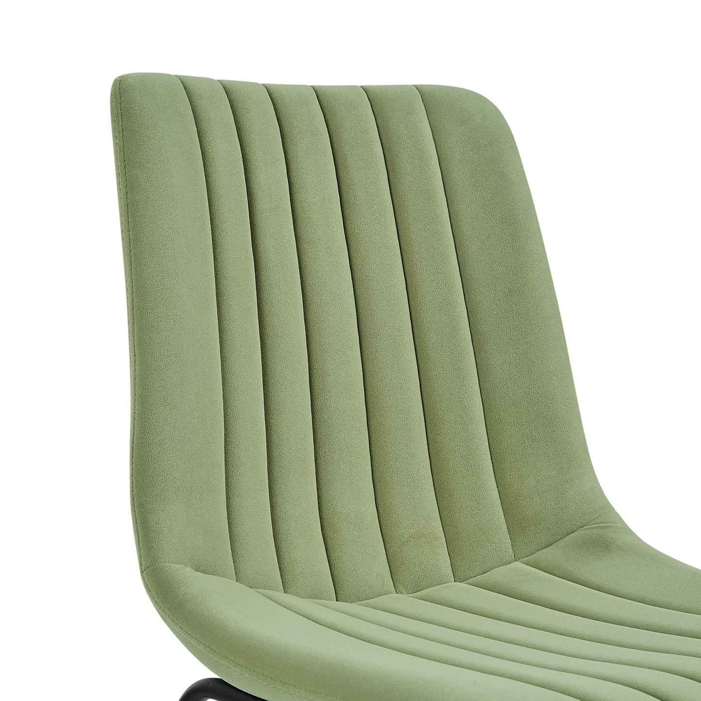 Ensemble de 2 chaises de salle à manger cannelées en velours vert sauge avec cadre en métal Sutton