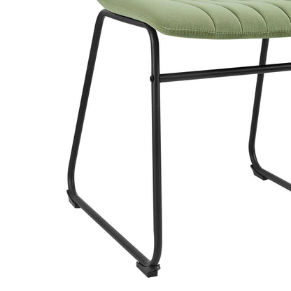 Ensemble de 2 chaises de salle à manger cannelées en velours vert sauge avec cadre en métal Sutton