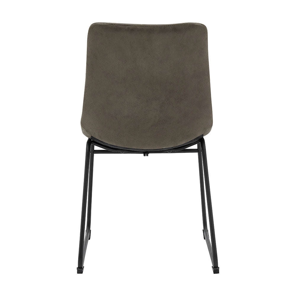 Ensemble de 2 chaises de salle à manger cannelées en cuir vegan Sutton avec structure en métal (gris acier)
