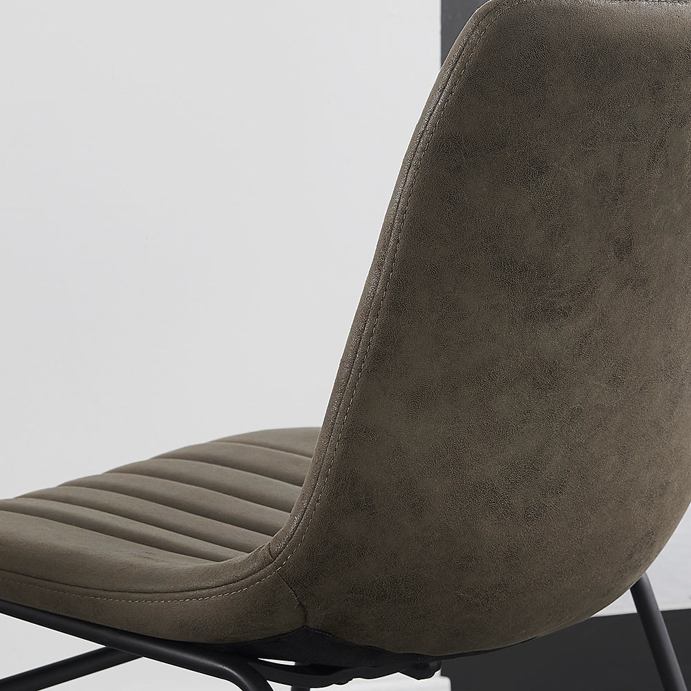 Ensemble de 2 chaises de salle à manger cannelées en cuir vegan Sutton avec structure en métal (gris acier)