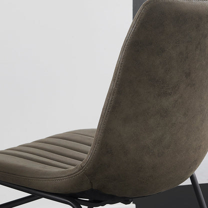 Ensemble de 2 chaises de salle à manger cannelées en cuir vegan Sutton avec structure en métal (gris acier)