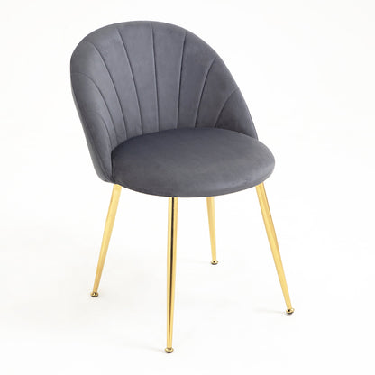 Paire de chaises de salle à manger Milverton en velours avec pieds chromés dorés (gris)