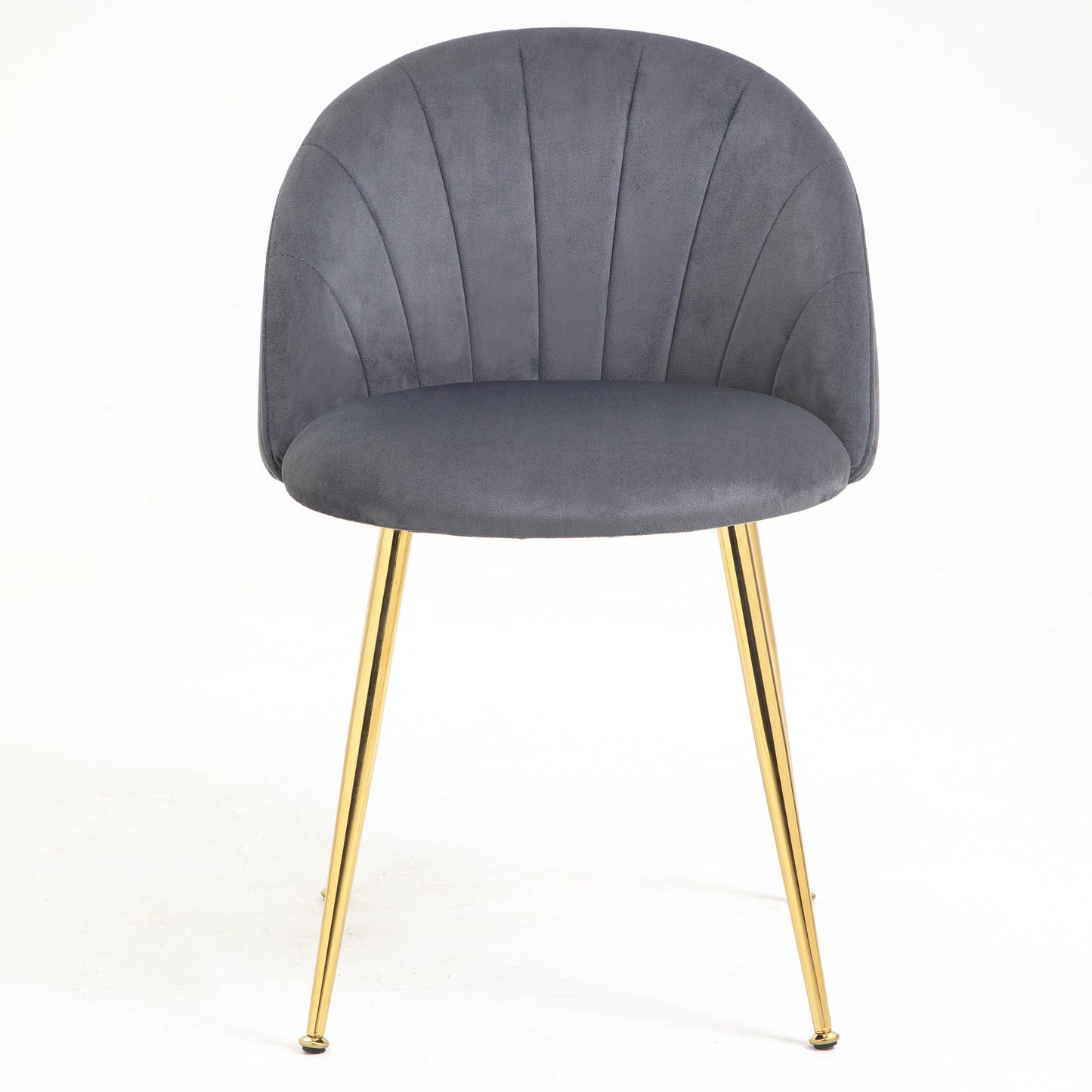 Paire de chaises de salle à manger Milverton en velours avec pieds chromés dorés (gris)