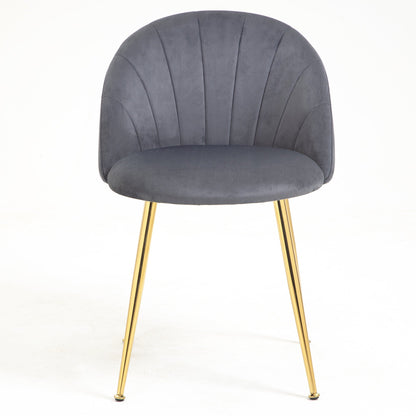 Paire de chaises de salle à manger Milverton en velours avec pieds chromés dorés (gris)