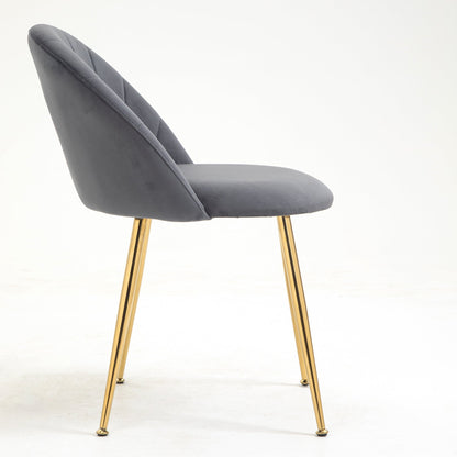 Paire de chaises de salle à manger Milverton en velours avec pieds chromés dorés (gris)