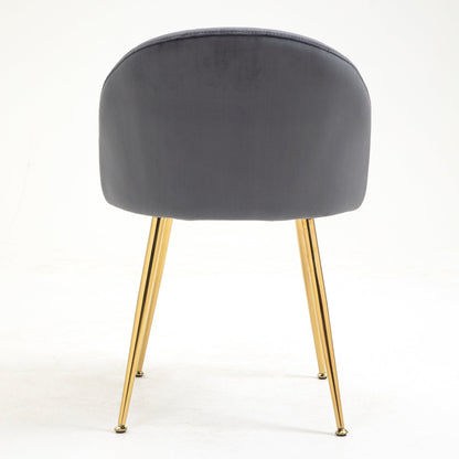 Paire de chaises de salle à manger Milverton en velours avec pieds chromés dorés (gris)
