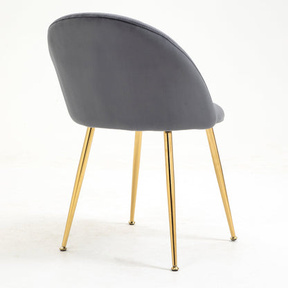 Paire de chaises de salle à manger Milverton en velours avec pieds chromés dorés (gris)