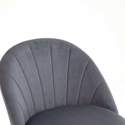 Paire de chaises de salle à manger Milverton en velours avec pieds chromés dorés (gris)