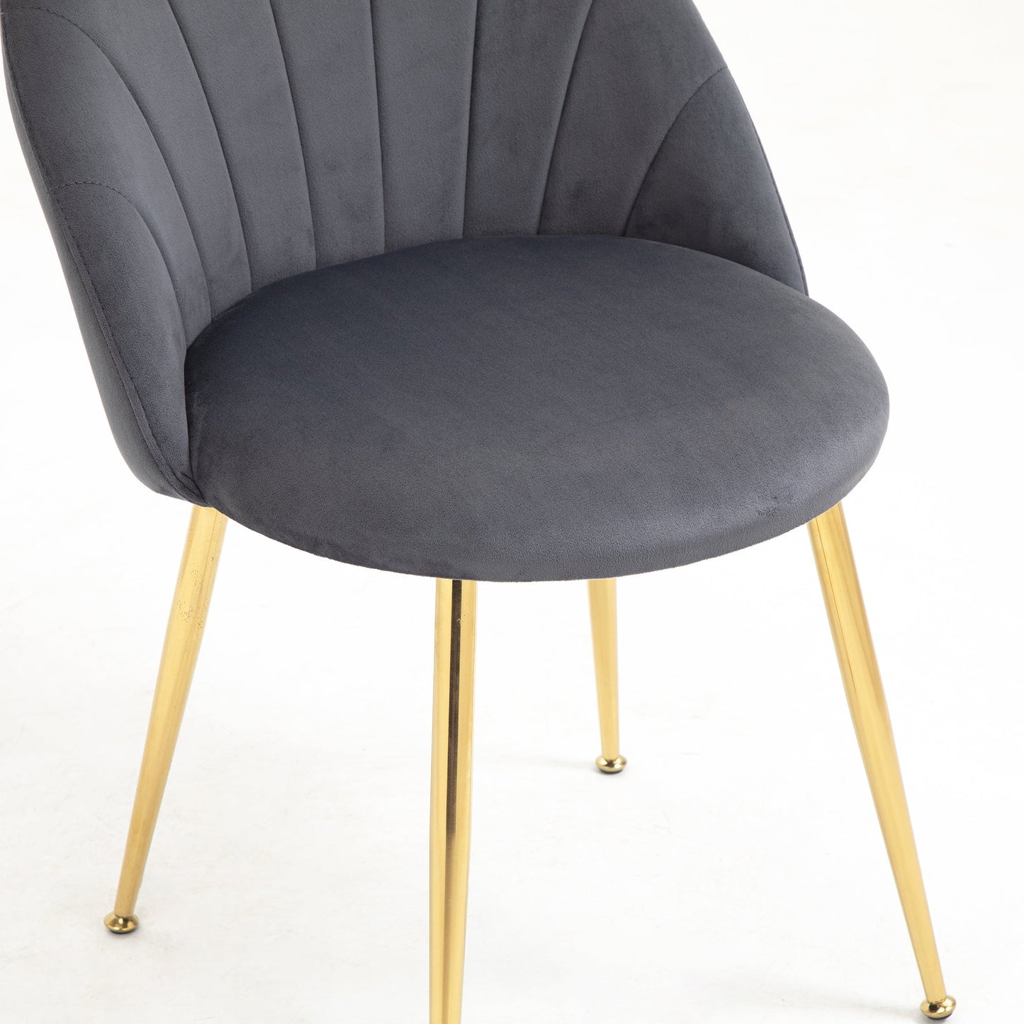 Paire de chaises de salle à manger Milverton en velours avec pieds chromés dorés (gris)