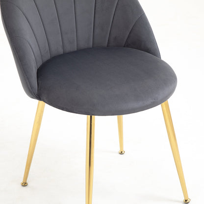 Paire de chaises de salle à manger Milverton en velours avec pieds chromés dorés (gris)