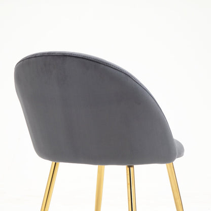 Paire de chaises de salle à manger Milverton en velours avec pieds chromés dorés (gris)
