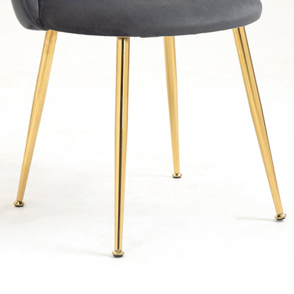 Paire de chaises de salle à manger Milverton en velours avec pieds chromés dorés (gris)