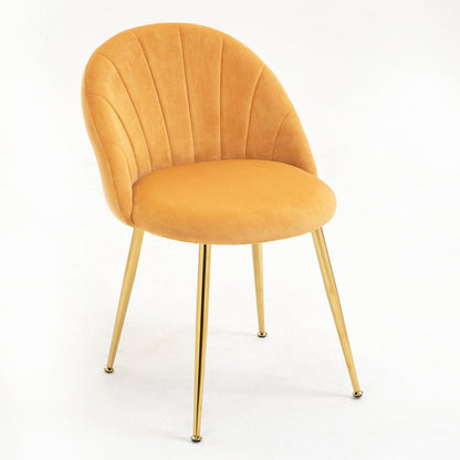 Paire de chaises de salle à manger Milverton en velours avec pieds chromés dorés (moutarde)