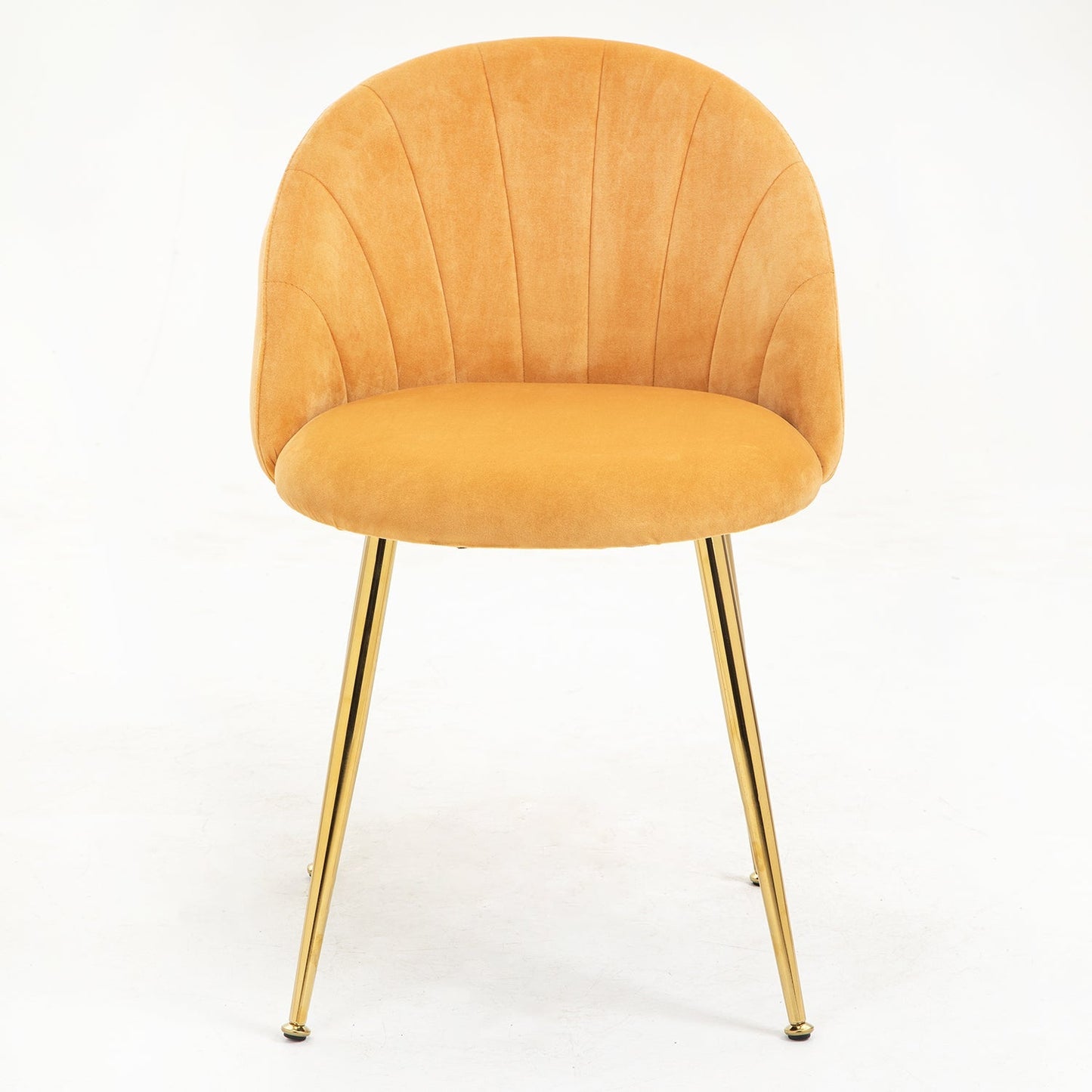 Paire de chaises de salle à manger Milverton en velours avec pieds chromés dorés (moutarde)