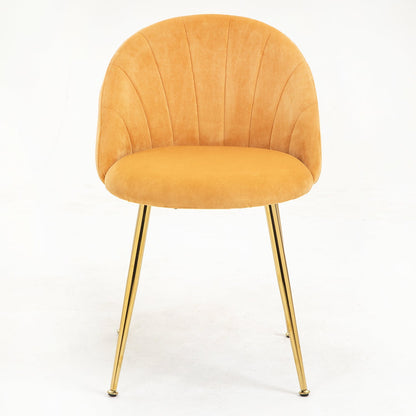 Paire de chaises de salle à manger Milverton en velours avec pieds chromés dorés (moutarde)