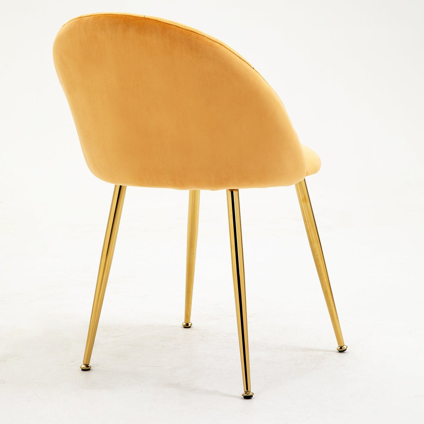 Paire de chaises de salle à manger Milverton en velours avec pieds chromés dorés (moutarde)