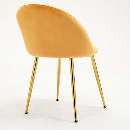 Paire de chaises de salle à manger Milverton en velours avec pieds chromés dorés (moutarde)