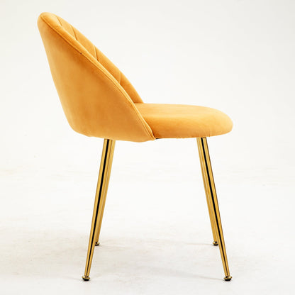Paire de chaises de salle à manger Milverton en velours avec pieds chromés dorés (moutarde)