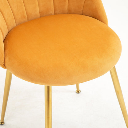 Paire de chaises de salle à manger Milverton en velours avec pieds chromés dorés (moutarde)