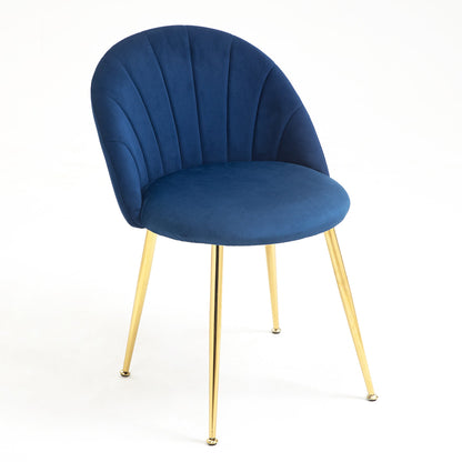 Paire de chaises de salle à manger Milverton en velours avec pieds chromés dorés (bleu marine)