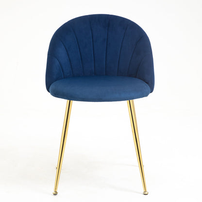 Paire de chaises de salle à manger Milverton en velours avec pieds chromés dorés (bleu marine)