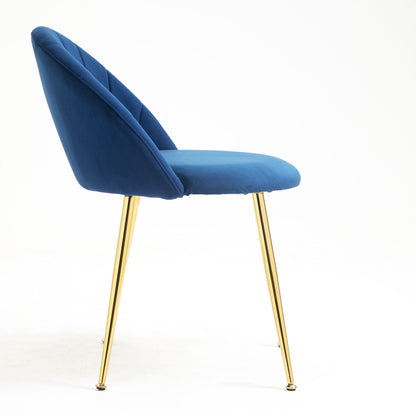 Paire de chaises de salle à manger Milverton en velours avec pieds chromés dorés (bleu marine)