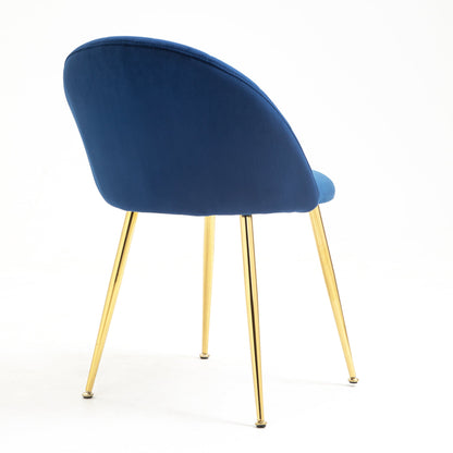 Paire de chaises de salle à manger Milverton en velours avec pieds chromés dorés (bleu marine)