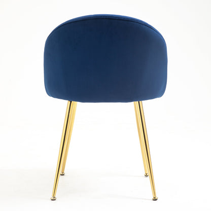 Paire de chaises de salle à manger Milverton en velours avec pieds chromés dorés (bleu marine)
