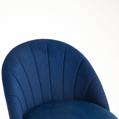 Paire de chaises de salle à manger Milverton en velours avec pieds chromés dorés (bleu marine)