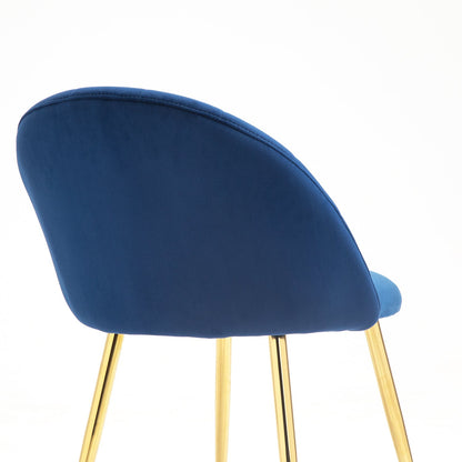 Paire de chaises de salle à manger Milverton en velours avec pieds chromés dorés (bleu marine)