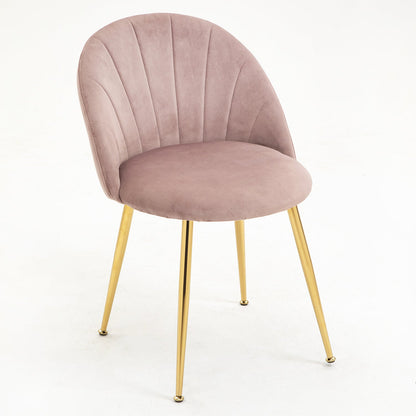 Paire de chaises de salle à manger Milverton en velours avec pieds chromés dorés (rose poudré)