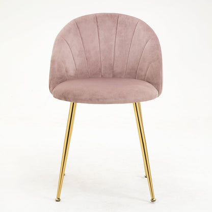 Paire de chaises de salle à manger Milverton en velours avec pieds chromés dorés (rose poudré)