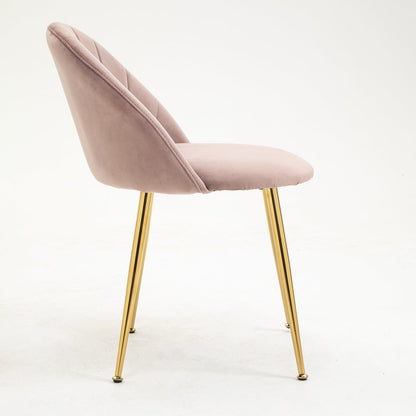 Paire de chaises de salle à manger Milverton en velours avec pieds chromés dorés (rose poudré)