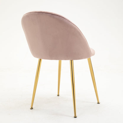 Paire de chaises de salle à manger Milverton en velours avec pieds chromés dorés (rose poudré)