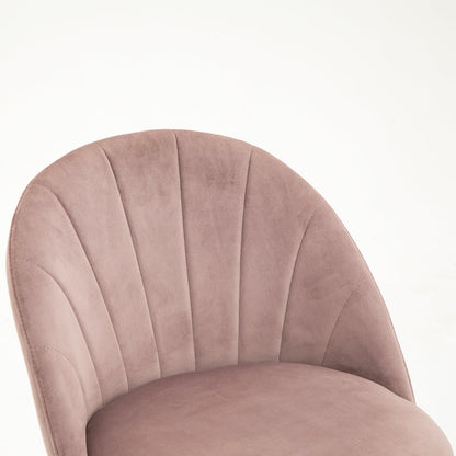 Paire de chaises de salle à manger Milverton en velours avec pieds chromés dorés (rose poudré)