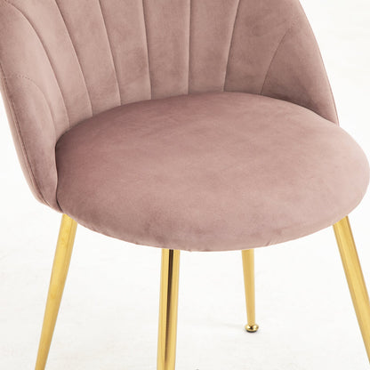 Paire de chaises de salle à manger Milverton en velours avec pieds chromés dorés (rose poudré)