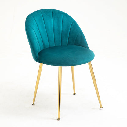 Paire de chaises de salle à manger Milverton en velours avec pieds chromés dorés (bleu sarcelle)