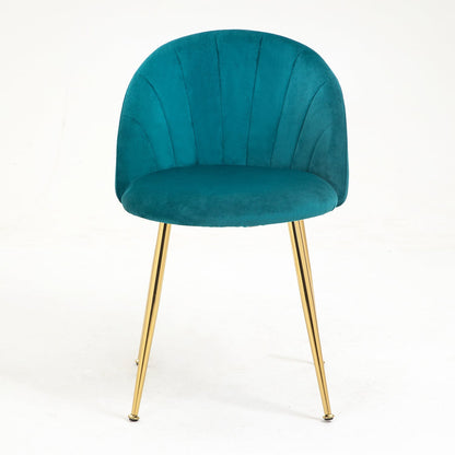 Paire de chaises de salle à manger Milverton en velours avec pieds chromés dorés (bleu sarcelle)
