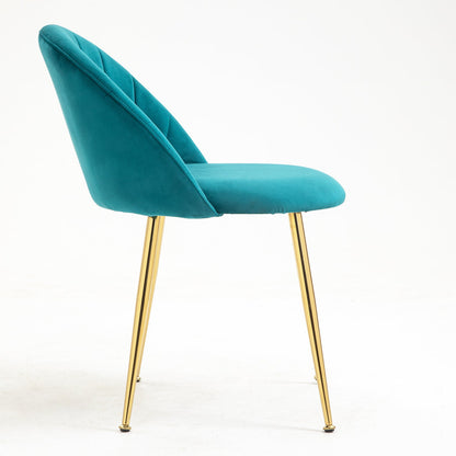 Paire de chaises de salle à manger Milverton en velours avec pieds chromés dorés (bleu sarcelle)