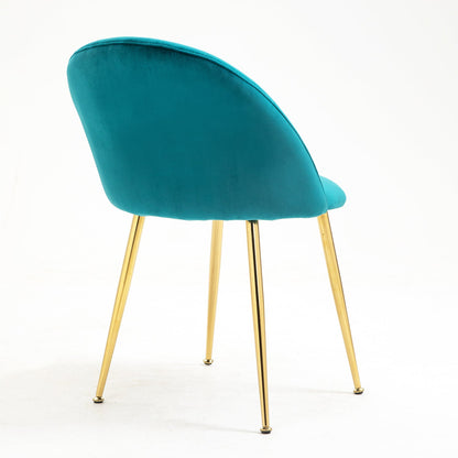 Paire de chaises de salle à manger Milverton en velours avec pieds chromés dorés (bleu sarcelle)