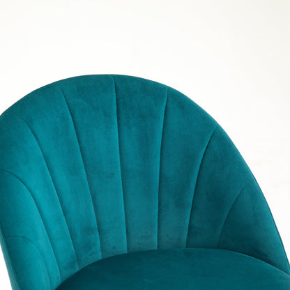 Paire de chaises de salle à manger Milverton en velours avec pieds chromés dorés (bleu sarcelle)