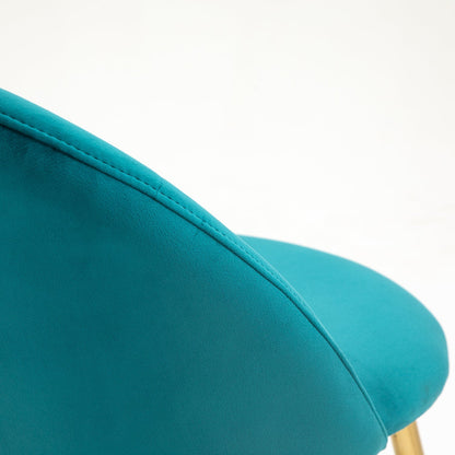 Paire de chaises de salle à manger Milverton en velours avec pieds chromés dorés (bleu sarcelle)