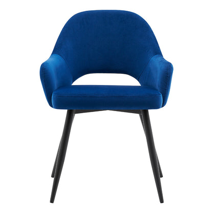Chaise de salle à manger Belvoir en velours avec pieds en métal (velours bleu)