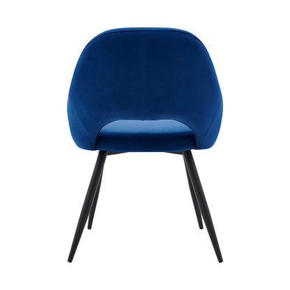 Chaise de salle à manger Belvoir en velours avec pieds en métal (velours bleu)