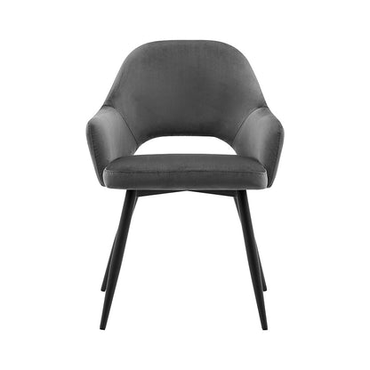 Chaise de salle à manger Belvoir en velours avec pieds en métal (velours gris)