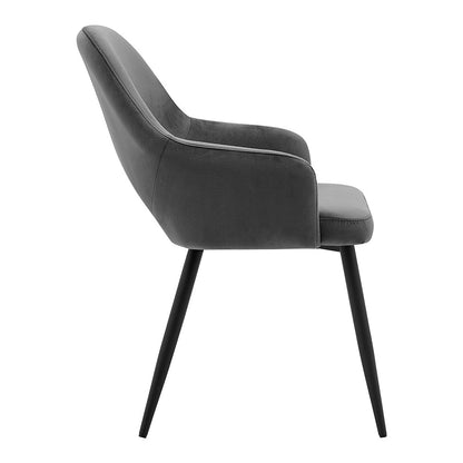 Chaise de salle à manger Belvoir en velours avec pieds en métal (velours gris)